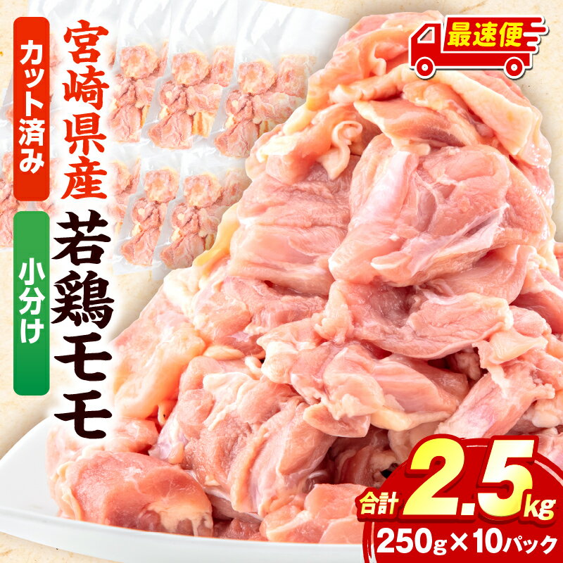 【ふるさと納税】《2週間以内に発送予定》 宮崎県産 鶏モモ切り身 合計2.5kg 鶏肉 肉 お肉 鶏 精肉 モモ肉 鶏モモ 鶏モモ肉 若鶏 若鶏モモ 切り身 カット済み 小分け パック 使い勝手 普段使い 料理 おかず お弁当 冷凍 おすそ分け お取り寄せ 人気 おすすめ 一人暮らし
