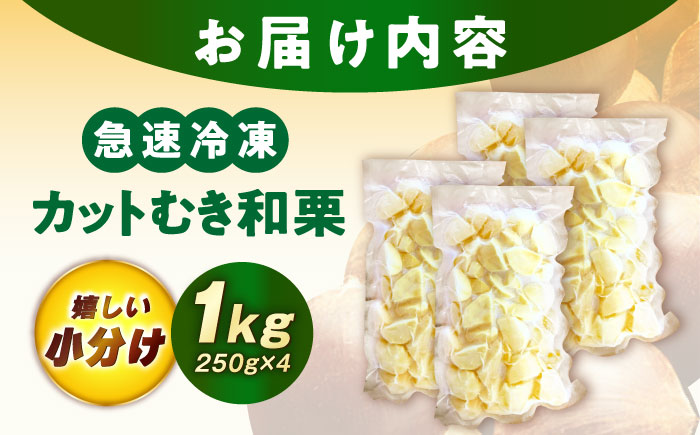 【9月下旬より順次発送】冷凍むき栗「日本栗」 カット1kg（250g×4P）/ 栗 冷凍 生栗 くり むき栗 マロン 低温熟成 日本栗 国産 和栗 岐阜県産 恵那市産 産地直送 送料無料 お取り寄せ ギフト 贈答 / 恵那市 / えな笠置山栗園 [AUAV007]