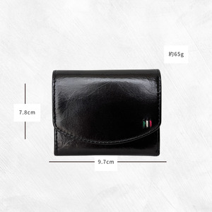 牛革　ミニ財布　ステッチB（ブラック×レッド） ／ 財布 サイフ さいふ ミニ財布 イタリア 革 革製品 牛革 レザー 革小物 クラフト 送料無料