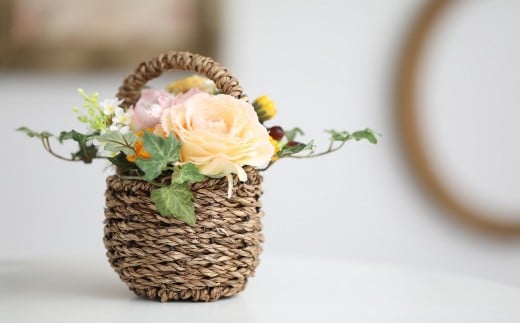 【空気をキレイにするお花】バラの花かご アートフラワー インテリアアート