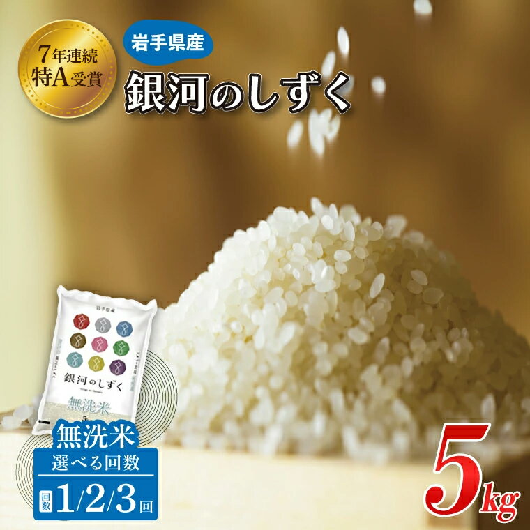 【ふるさと納税】米 無洗米 5kg 銀河のしずく ＼ 選べる お届け回数 発送月 12月/1月/2月/3月 ／★ 令和7年産 ★ 特A受賞 お米 ご飯 ライス 岩手県産 単品 定期便