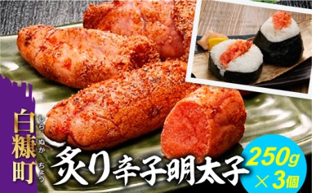 炙り辛子明太子 250g×3 表面を直火で炙り軽く焦げ目をつけました