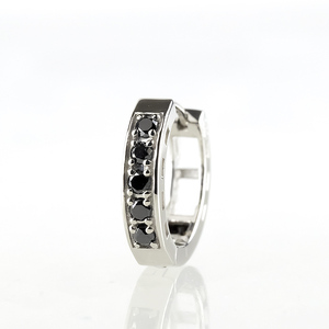 プラチナ フープ ピアス 片耳 ブラックダイヤモンド フープピアス ダイヤ 0.10ct 中折れ式 金属アレルギー 対応 pt900 リングピアス ジュエリー シンプル 人気 普段 使い250401b