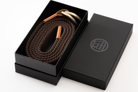 [P028] 組紐ベルト「CLVER」ダブルD（30mm）　焦げ茶
