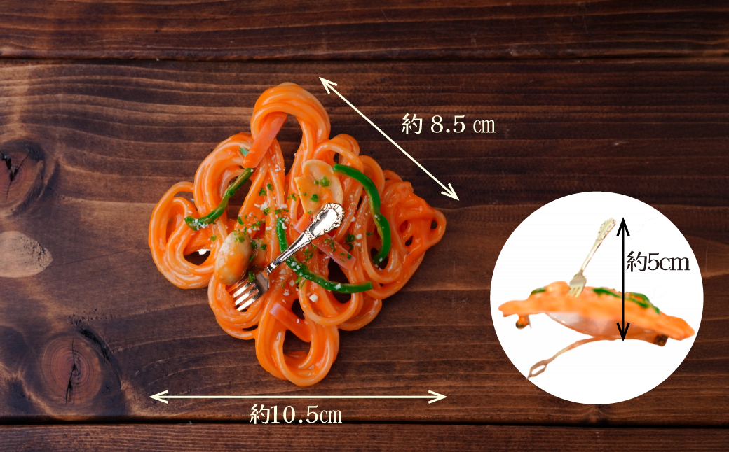 食品サンプル 飾り結びみたいなナポリタンのバレッタ | 食品サンプル 髪留め 髪飾り 髪どめ ヘアアクセサリー アクセサリー パスタ スパゲティ スパゲッティ ナポリタン アート 贈答 贈り物 お土産