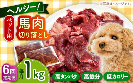 【全6回定期便】国内加工 ペット用 馬肉 切り落とし 1kg 【五右衛門フーズ 本店】[AYCT006]