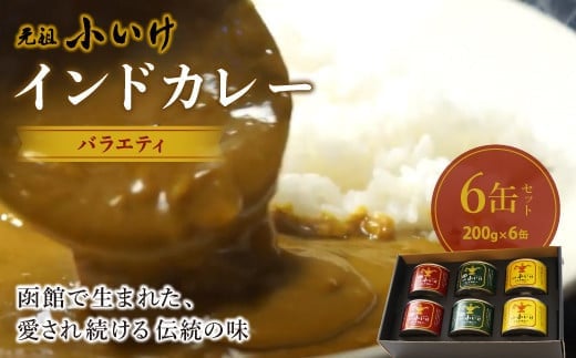 元祖小いけインドカレー バラエティ6缶セット ふるさと納税 人気 おすすめ ランキング インドカレー 元祖小いけ 辛さが特徴 バラエティ 北海道 七飯町 送料無料 NAAN009