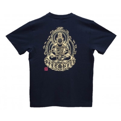 手描きTシャツ 仏画 大日如来 黒 (半袖 Sサイズ)【1615081】