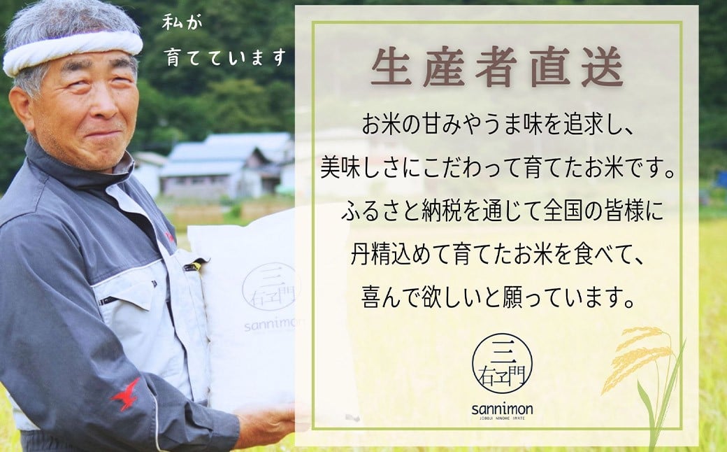 【偶数月6回定期便】甘くてもっちり 岩手県産きらほ 乾式無洗米 10kg 三右エ門こだわりのお米