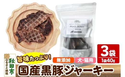 国産黒豚ジャーキー 無添加 40g×3袋 クロネコゆうパケット