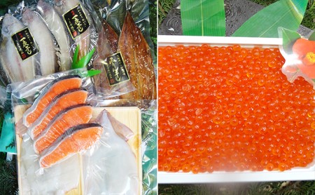NO11三陸産いくら250gと開きいか干物セット〈06〉イカサケサンマカレイ いくら 鮭 さけ 秋刀魚 さんま かれい 鰈 干物 海鮮 魚貝類 魚介類 三陸産 岩手県 大船渡市