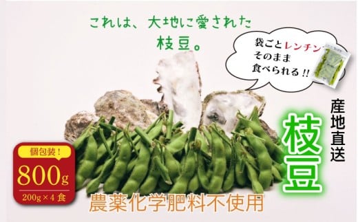 【そのままレンチン!】枝豆 800g 農薬不使用 個包装 200g × 4食分  野菜 えだまめ エダマメ 豆 まめ おつまみ やさい 期間限定 数量限定 小分け 神風香 味風香 湯あがり娘 だだちゃ豆 夏風香 農家直送 動物性肥料 不使用 安心 健康 美味しい 新鮮 国産 産地直送 農家直送 ミネラル ミネラル枝豆 季節 旬 旬の野菜 お取寄せ お取寄グルメ edama 牧之原市 静岡県