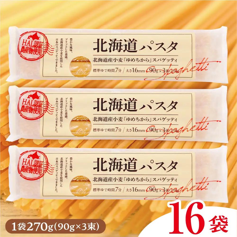 パスタ 270g×16袋 北海道 小麦 100% パスタ スパゲッティ