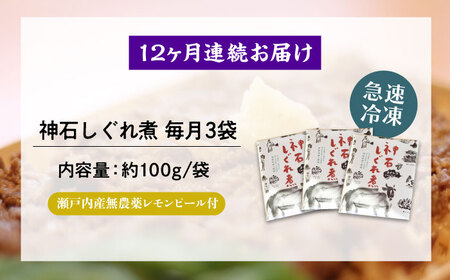 【全12回定期便】神石しぐれ煮 100g×3袋　牛 神石しぐれ煮  牛 ブランド牛 A4 加工品 牛しぐれ 広島県福山市/甚ごろう[BAEC038]