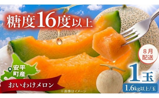 【2027年先行予約】おいわけメロン 1.6kg以上×1玉【8月配送】赤肉メロン 糖度16度以上 北海道安平町産 ギフト お中元 ※着日指定不可