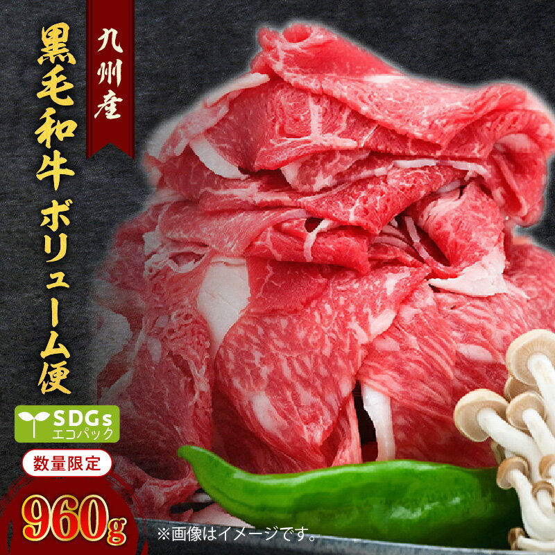 【ふるさと納税】【960g】黒毛和牛 ボリューム便 トレー無し SDGs 送料無料 鹿児島市 九州 お取り寄せ 特産品 地域の品 お礼の品 お土産 贈り物 プレゼント ギフト 切り落とし 切落し SDGs ボリューム 大容量 小分け エコパック 小間切れ 国産 牛肉 ビーフ