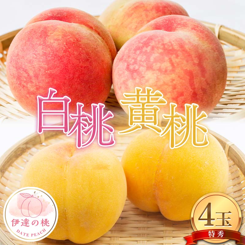 【ふるさと納税】伊達市産の白桃と黄桃の特秀 もも 4玉入り (約1.1kg) 桃 もも モモ 果物 くだもの フルーツ 国産 食品 F21C-080