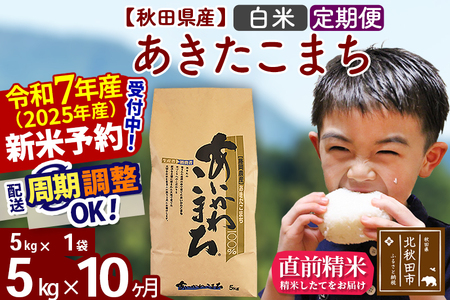 ※令和7年産 新米予約※《定期便10ヶ月》秋田県産 あきたこまち 5kg【白米】(5kg小分け袋) 2025年産 お届け時期選べる お届け周期調整可能 隔月に調整OK お米 藤岡農産