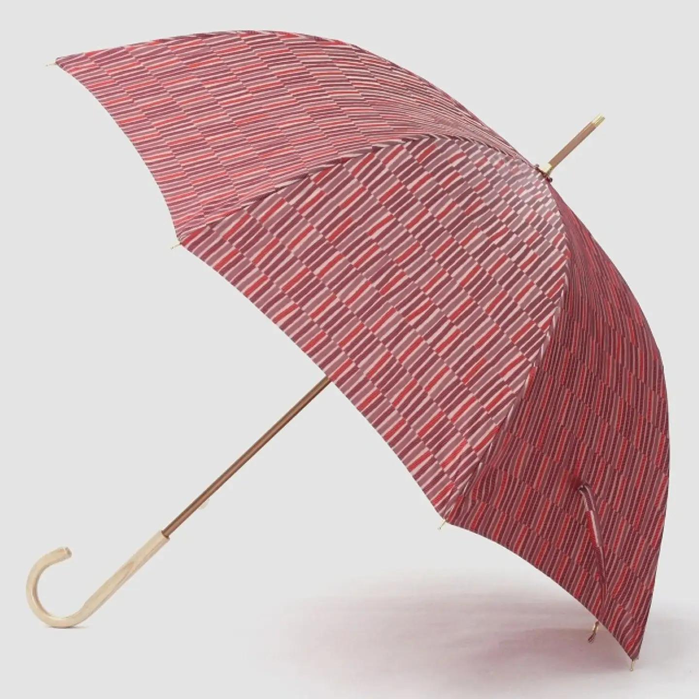 【槙田商店】晴雨兼用長傘　ノルディック　小枝　レッド 高級傘