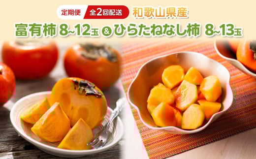 〔柿満喫セット〕平核無柿8-13玉入り＆富有柿8-12玉入り【贈答用にも　全2回お届け】 柿 種無し たねなし 富有柿 定期便 贈答 先行予約