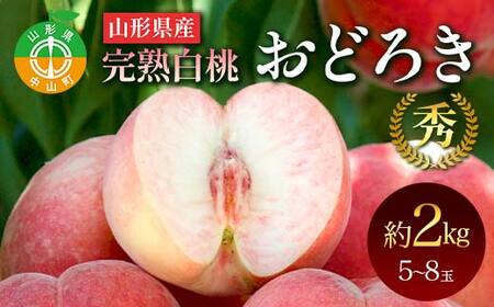 《2026年発送先行予約》山形県産 完熟白桃おどろき 約2kg 秀 桃 もも フルーツ果物 くだもの 山形県 中山町 F4A-0919