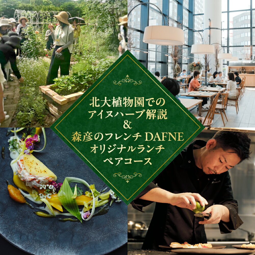 【ふるさと納税】 利用券 北大植物園 ハーブ解説 ランチ コース料理 2名様分 森彦のフレンチ DAFNE アイヌ ハーブ 香草 北海道大学 植物園 観光 旅行 フレンチ レストラン お食事券 食事 ペア チケット 北海道 札幌市