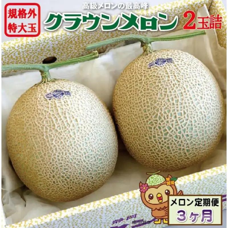 メロン 3ヶ月 定期便 クラウン 規格外 特大玉 2玉 メロン