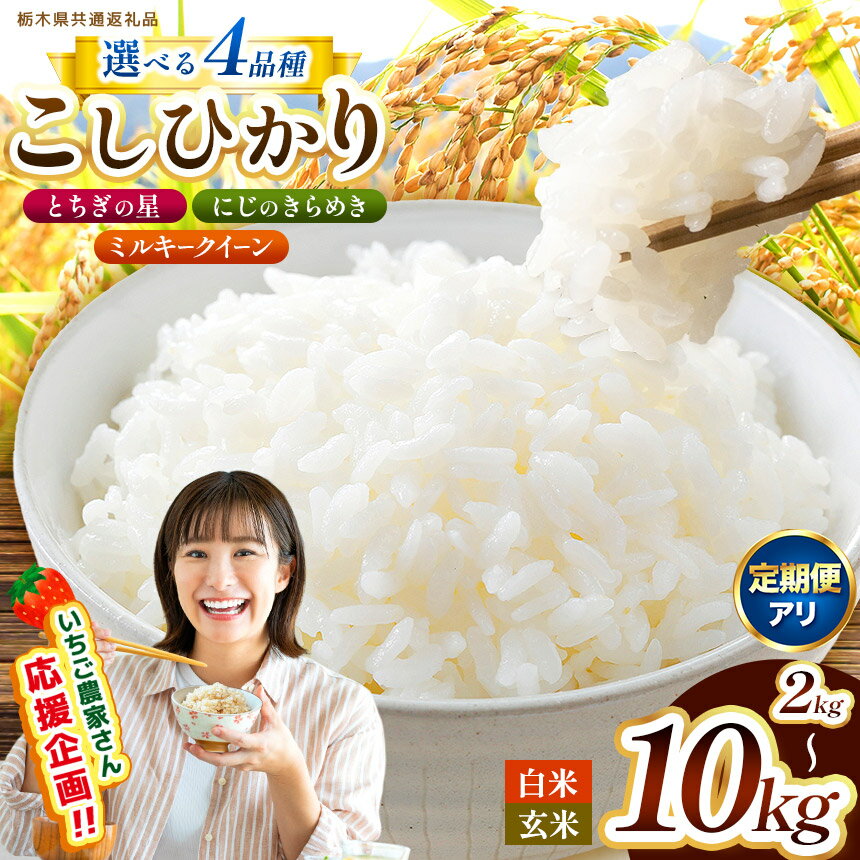 【ふるさと納税】栃木県共通返礼品 訳あり 選べる 定期便 限定 コシヒカリ こしひかり とちぎの星 にじのきらめき ミルキークイーン 玄米 精米 白米 密閉パック 2kg 4kg 5kg 10kg | 栃木県産 米 こめ コメ ごはん いちご 那珂川町 共通返礼品 栃木県 楽天 限定 美味しい