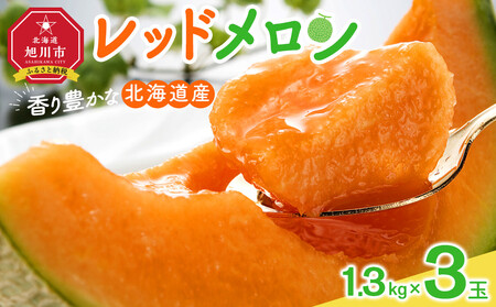 【先行予約】香り豊かな 北海道レッドメロン 1.3kg×3玉(2026年7月下旬から発送開始) | メロン _05409