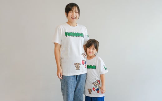 【大人：Lサイズ×子ども：150センチ】FUKAGAWAオリジナルTシャツ ホワイト（大人用・子ども用）・オリジナルピンバッチセット シャツ Tシャツ 服 ピンバッチ 北海道 深川市_イメージ5