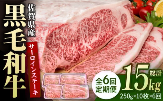 【6回定期便】佐賀県産 黒毛和牛 贅沢 サーロインステーキ 250g×10枚（計2.5kg）【いろは精肉店】佐賀県産 佐賀産和牛 牛肉 国産 肉 和牛 サーロイン ステーキ さーろいん すてーき 冷凍 白石町 九州 定期便 人気 高評価 九州 佐賀県 白石町 [IAG097]