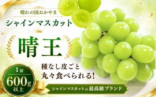 岡山県産 シャインマスカット晴王 600g以上 1房 | フルーツ 果物 くだもの ぶどう ブドウ シャインマスカット 晴王 国産 岡山県産 食品 人気 おすすめ ギフト 贈り物 贈答品 プレゼント 果物 くだもの フルーツ ぶどう ブドウ マルトウ促成青果【mrts005-01】