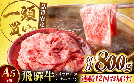 【12回定期便】飛騨牛サーロイン・リブロース 800g(400g×2パック) すき焼きしゃぶしゃぶ用肉 / すき焼き しゃぶしゃぶ 牛肉 / 御嵩町 / 馬力家[AVBO026]