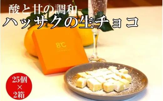  ハッサクの生チョコ 25個×2箱セット/生チョコ デザート 八朔  手作り 柑橘 果汁 【kmf129-set-2】