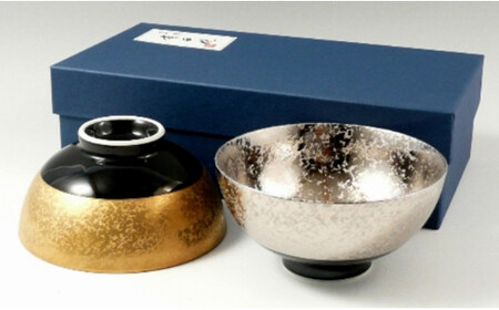 金濃・プラチナ濃黒釉掛分 組茶碗 三光堂 お茶碗 おちゃわん 食器 器 A28-2