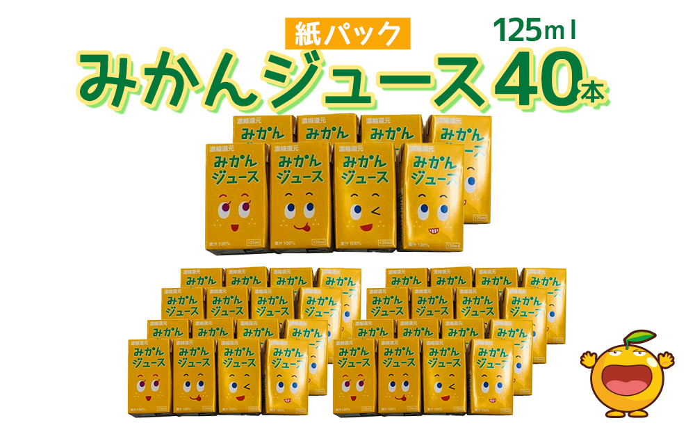 みかんジュース 125ml×40本 フルーツジュース ミカンジュース オレンジジュース 大分県産 九州産 津久見市 国産【tsu000104】