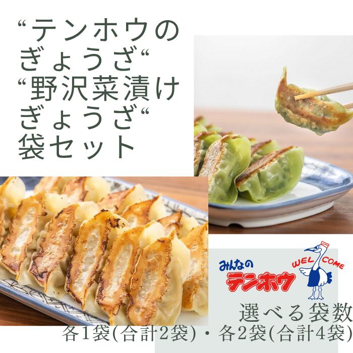 【ふるさと納税】[ぎょうざセット]テンホウのぎょうざ・野沢菜漬けぎょうざセット 各1袋[合計112粒]・各2袋[合計224粒] [袋入り/冷凍生]／ テンホウ てんほう 餃子 ぎょうざ ギョウザ 冷凍 冷凍餃子 大容量 おすすめ おすすめ餃子 信州 長野県 諏訪市 諏訪 【21-3637】