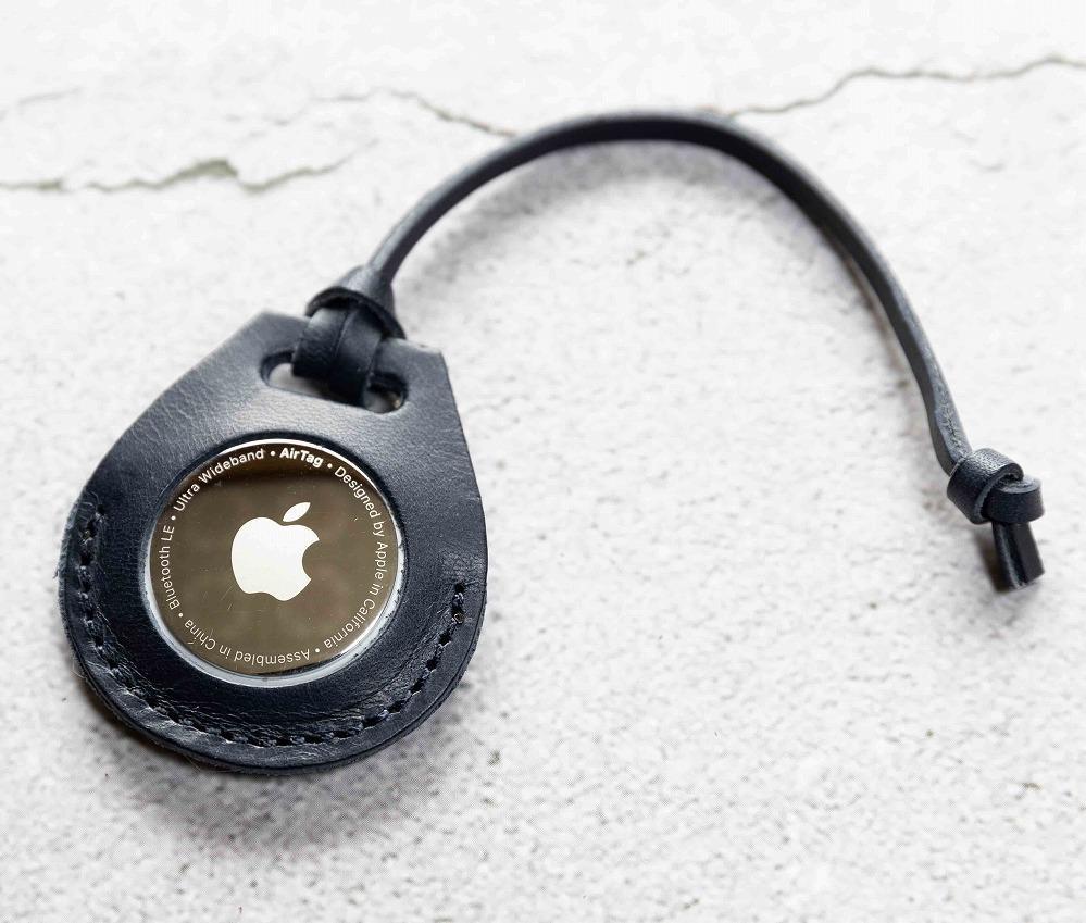 エアタグ用 ケース カバー レザー 本革 apple airtag 【ネイビー】