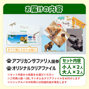 アフリカンサファリ入園券とオリジナルクリアファイルのセット(入園券(大人2枚・小人2枚)とクリアファイル)チケット 動物園 サファリパーク形動物園 家族旅行 デート 観光【110601300】【九州ア