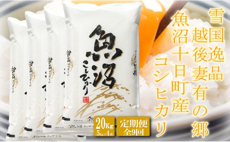 ●定期便●【雪国逸品20kg×9ヶ月】 越後妻有の郷 魚沼十日町産コシヒカリ お米 精米 白米 良質 ミネラル 極上 新鮮 香り つや 粘り 