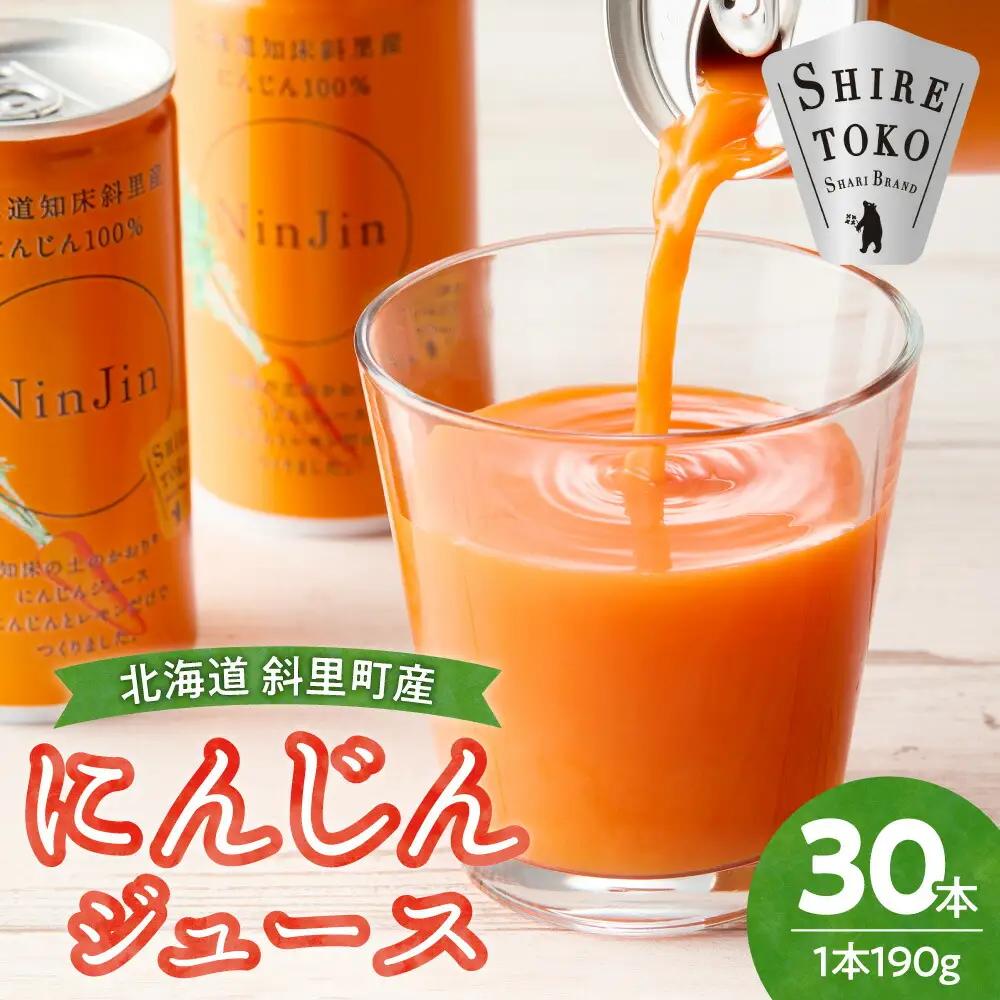 知床斜里産 にんじんジュース (190g×30本) 無添加 北海道人参使用| 無添加 北海道人参使用 野菜ジュース ニンジンジュース ジュース ニンジン 人参 野菜 人気 美味しい 北海道 斜里町