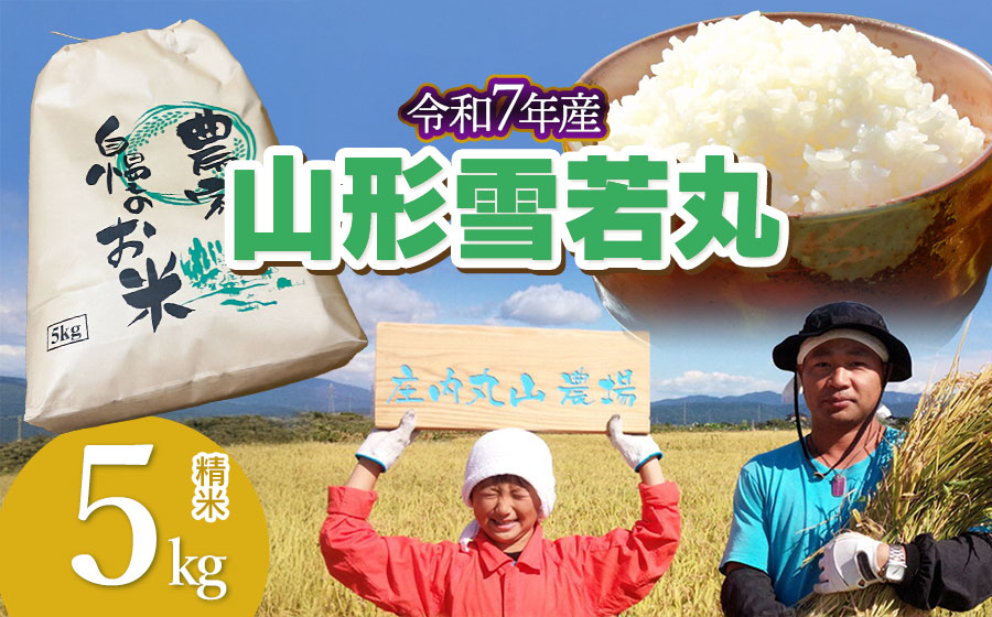 【令和7年産】雪若丸 精米 5kg　山形県鶴岡市　庄内丸山農場　| ゆきわかまる ゆきわか 5キロ 米どころ 庄内米 ブランド米 米 コメ こめ 精米 ご飯 ごはん 美味しい お取り寄せ 農家直送 お弁当 おにぎり 東北 国産 おすすめ 人気 返礼品