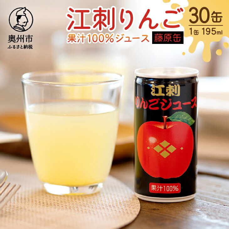 【ふるさと納税】 江刺りんごジュース 藤原缶 195ml×30缶 江刺産 ジョナゴールド・サンふじ使用 ストレート果汁100％ 飲料 果実飲料 リンゴジュース 林檎 奥州藤原氏 「炎立つ」 記念 企画 岩手 [A0047]