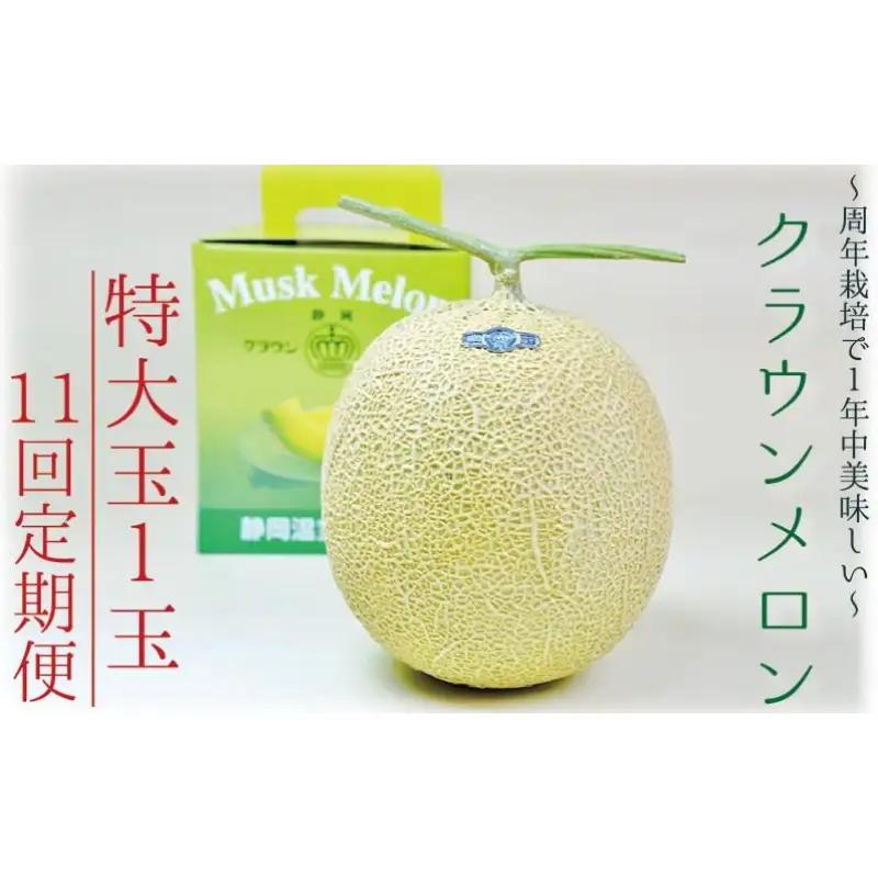 クラウンメロン マスクメロン 白等級 特大玉 青肉 クラウンメロン【1玉】【11ヶ月定期便】