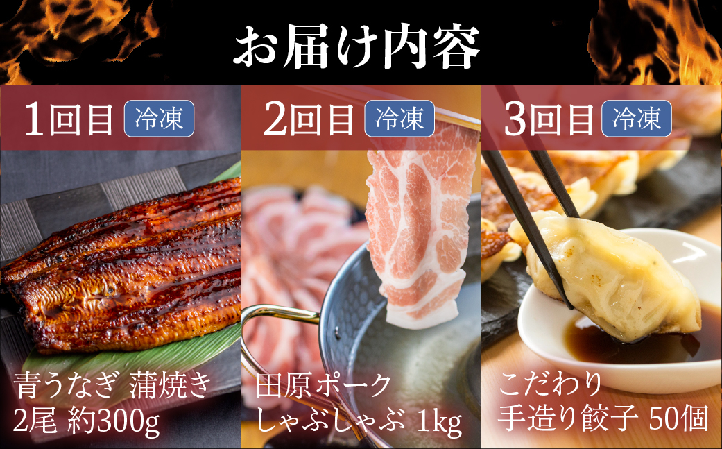 
                  渥美半島の恵み スタミナセット定期便  全3回  ( うなぎ 肉 地鶏 餃子 無添加 名古屋コーチン 惣菜 簡単調理 焼鳥 焼き鳥 3回 3か月 3ヵ月 3ヶ月 ) 　頒布会
                