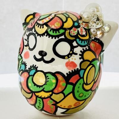 ふるさと納税 小山市 世界にひとつだけの手づくり猫だるまセット(猫耳付きだるま・座布団・布袋)