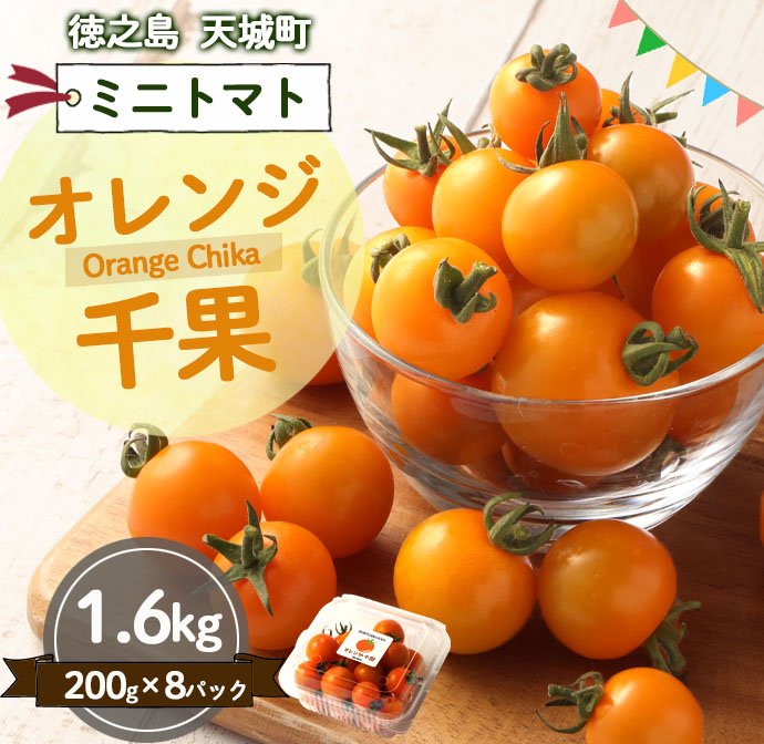徳之島 天城町産 ミニトマト 200g×8パック 合計1.6kg オレンジ千果 トマト マイナビ