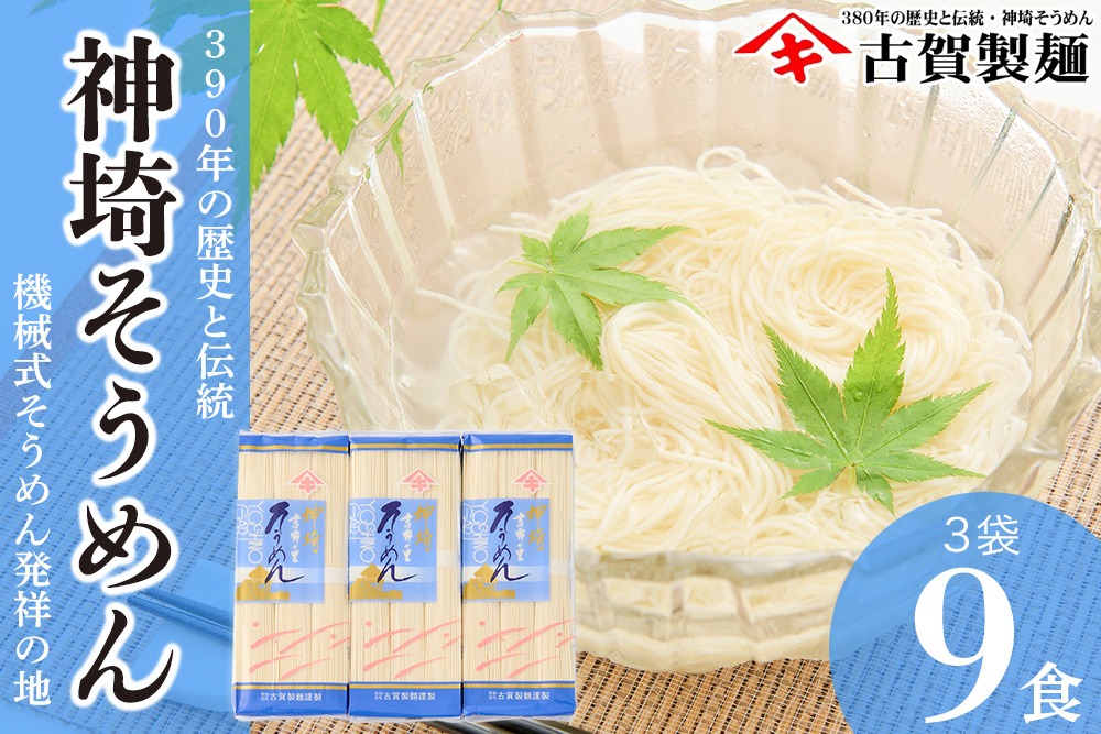 佐賀県特産品 神埼そうめん 3入 【素麺 そうめん 乾麺 お中元 贈答用 無添加 夏 自家用 麺類 簡単 手軽 保存食 佐賀県産 国産】(H014142)
