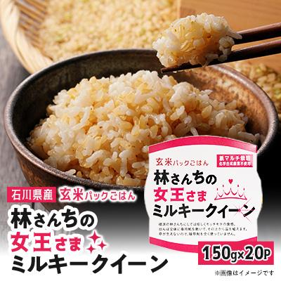 ふるさと納税 野々市市 玄米パックごはん 林さんちの女王さまミルキークイーン20食セット