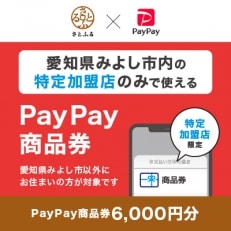愛知県みよし市　PayPay商品券(6,000円分)※地域内の一部の加盟店のみで利用可